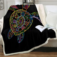 Multi Colored Kids Drawing Turtle Throw Blanket
