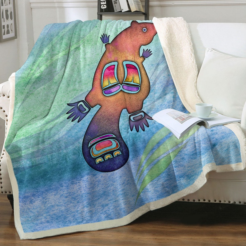 Buy Native American Art Cute Painted Beaver Throw Blanket MyDeal