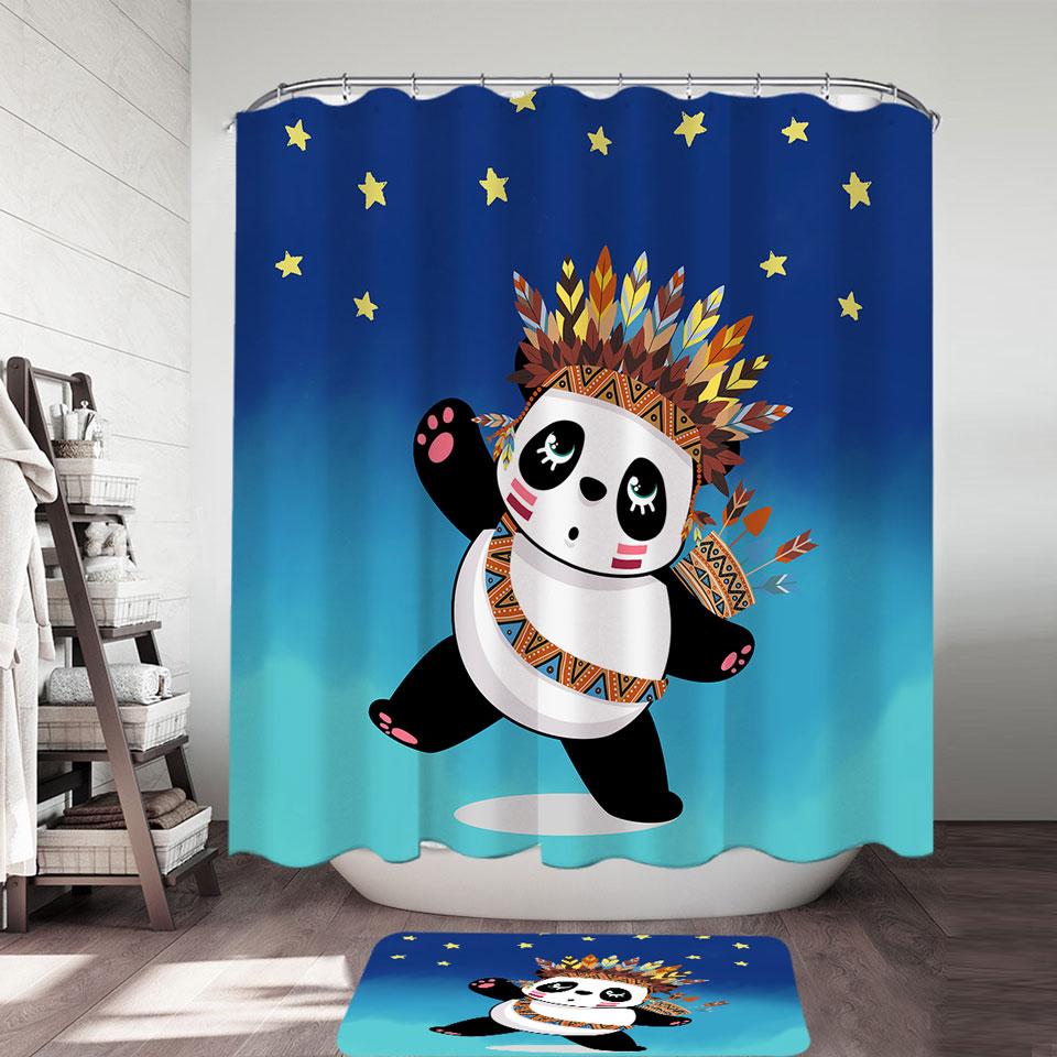 Native American Panda Shower Curtain