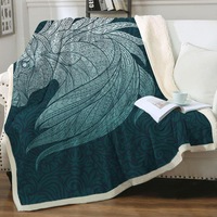Native Elements Blue Horse Head Throw Blanket