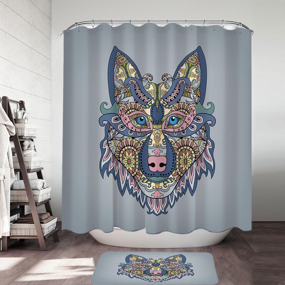 Oriental Wolf Shower Curtain