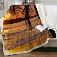 Palm Tree Sunset Throw Blanket