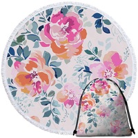 Pastel Flowers Round Beach Towel