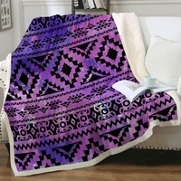 Purple Aztec Design Throw Blanket