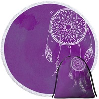 Purple Background Dream Catcher Beach Towel