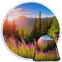 Purple Nature Round Beach Towel