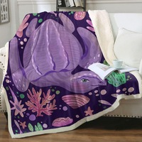 Purple Underwater World and Pretty Turtle Throw Blanket