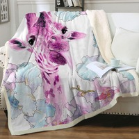 Purplish Art Painting Giraffe Throw Blanket