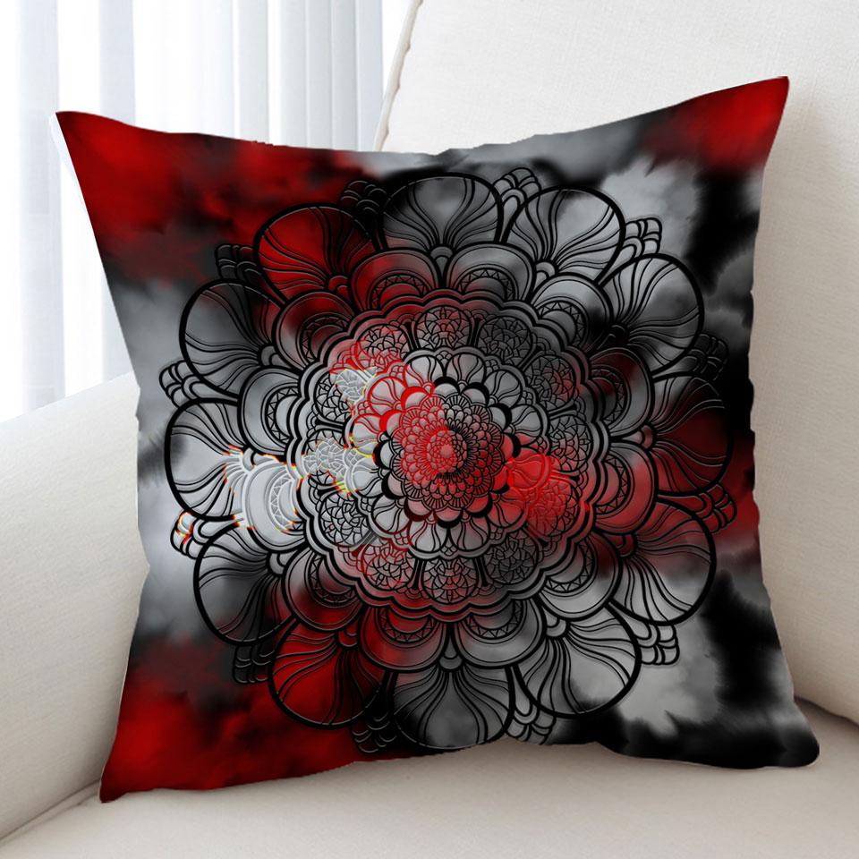 Red and Black Mandala Cushion Cover