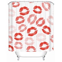 Red Lipstick Kisses Shower Curtain