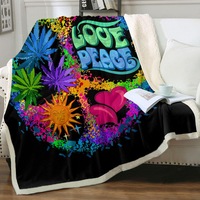 Retro 420 Peace and Love Throw Blanket