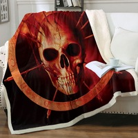 Scary Dark Art Blood Ring Skull Throw Blanket