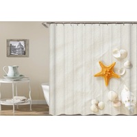 Shells On Beach White Sand Shower Curtain