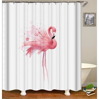 Single Flamingo Painting Shower Curtain