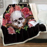 Skull Roses and Vintage Pistols Throw Blanket