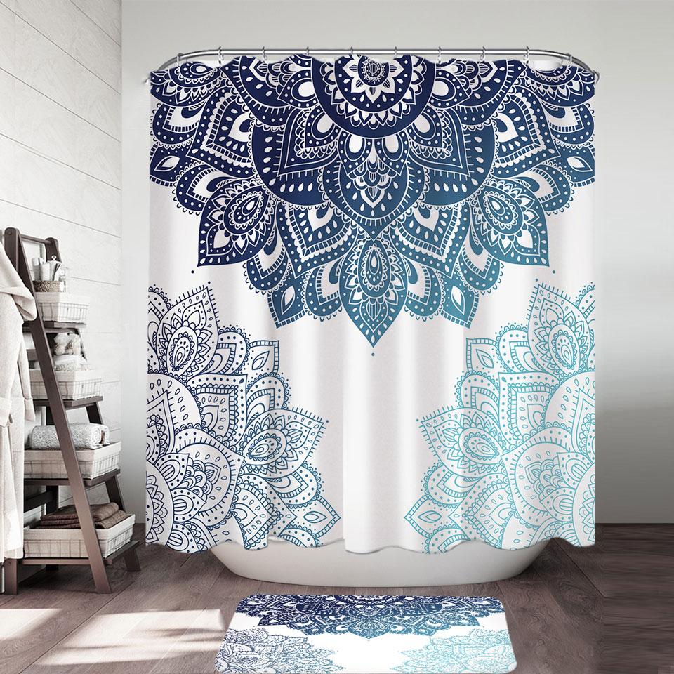 Teal Blue Mandala Shower Curtain