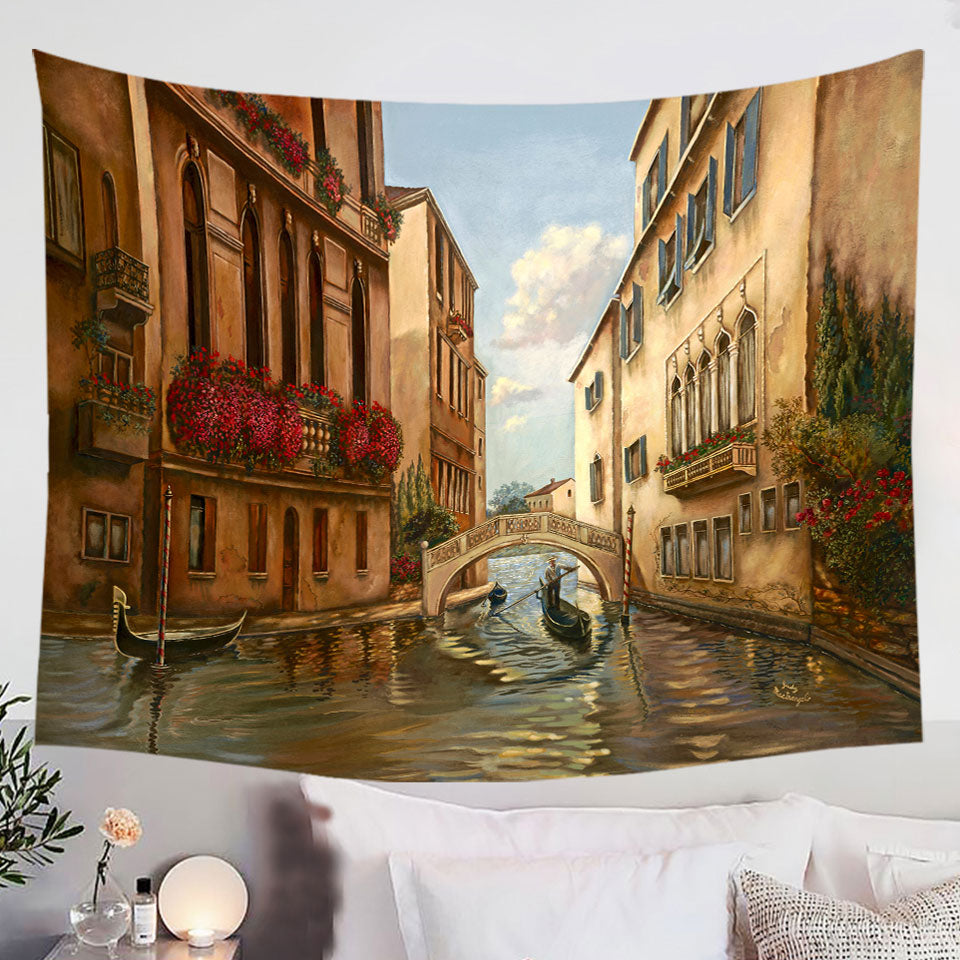 Buy Venetian City Canal and Gondola Art Painting Tapestry - MyDeal