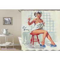 Vintage Shower Girl Shower Curtain