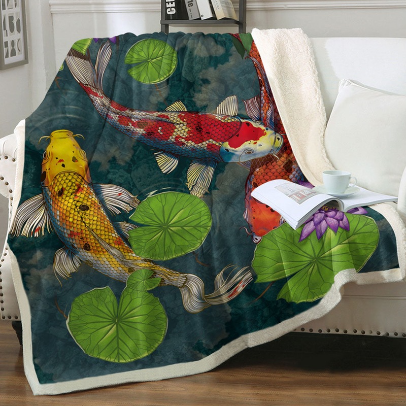 Buy Water Lily Pond and Koi Fish Throw Blanket MyDeal