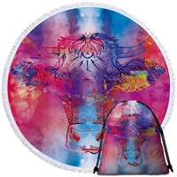 Watercolor Background Cow Beach Towel
