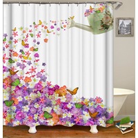 Watering Flowers And Butterflies Can Shower Curtain