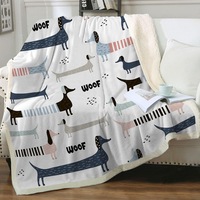 Woof Dachshund Pattern Throw Blanket