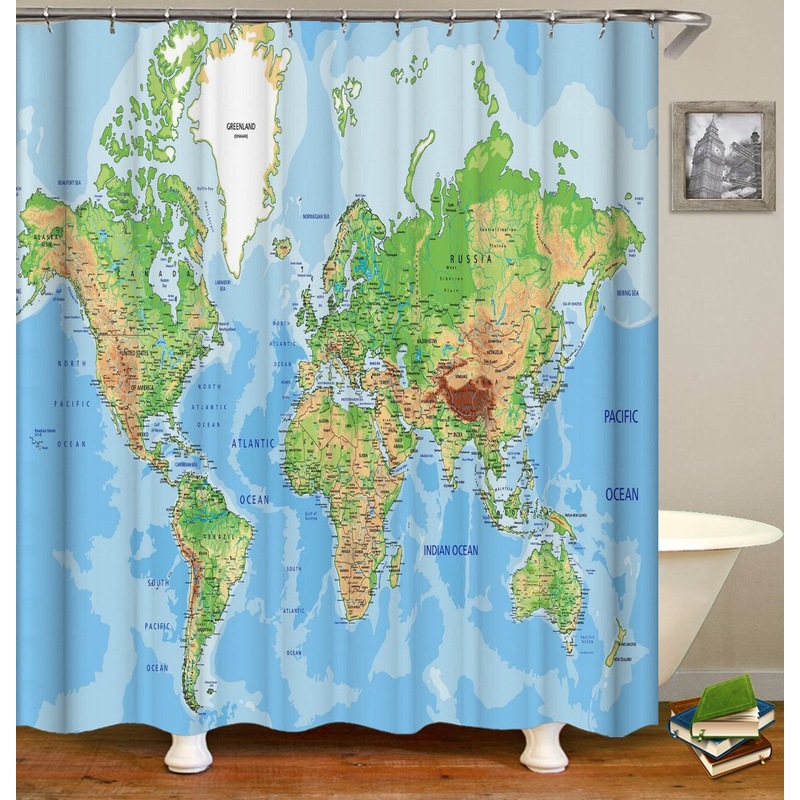Buy World Map Shower Curtain MyDeal
