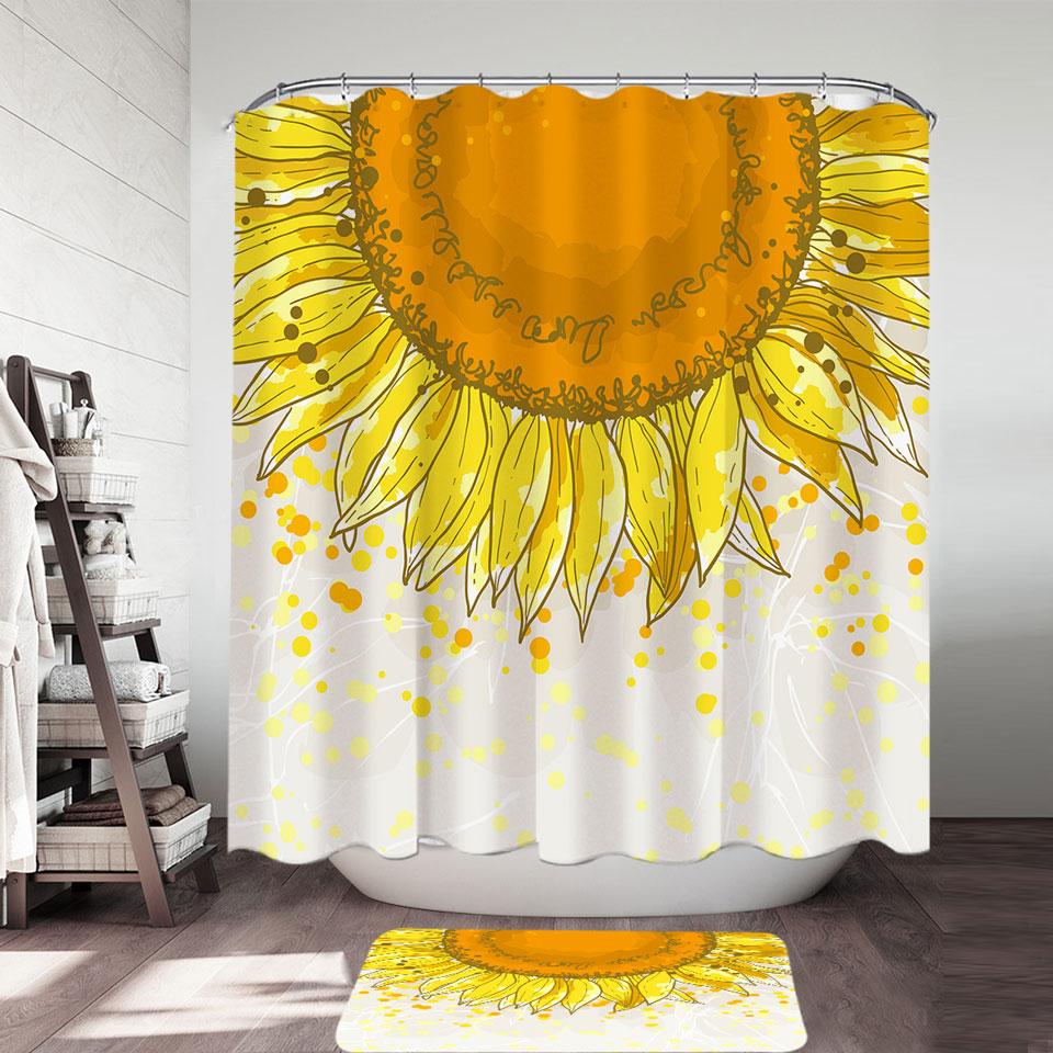 Yellow Spots and Sunflower Shower Curtain