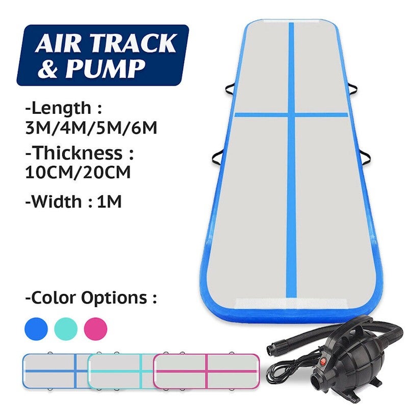 3x1x0.1M Inflatable Air Track Mat Tumbling Floor Home Gymnastics Mat + Electric Pump