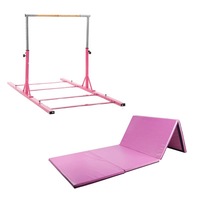 Advanced COMBO SET Gymnastic Horizontal Bar Sports Junior Training Bar Kip Bar + large folding mat