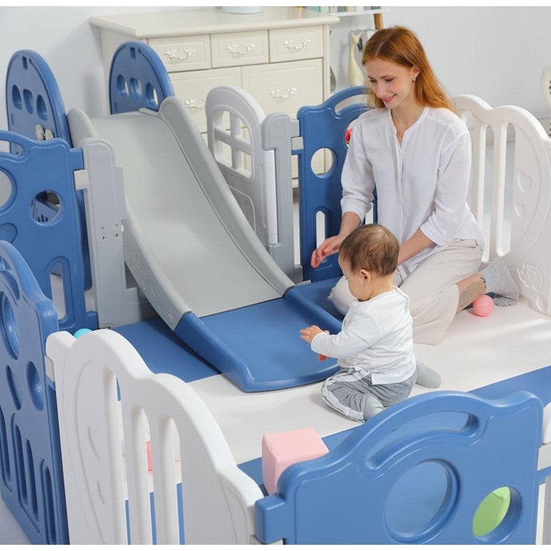 Blue Albott Foldable Baby Playpen Kids Activity Centre Safety Play Yard 2-Panel Extension 