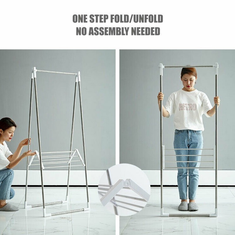 Buy CS Living Clothes Airer Laundry Drying Hanger Foldable Rack Rail