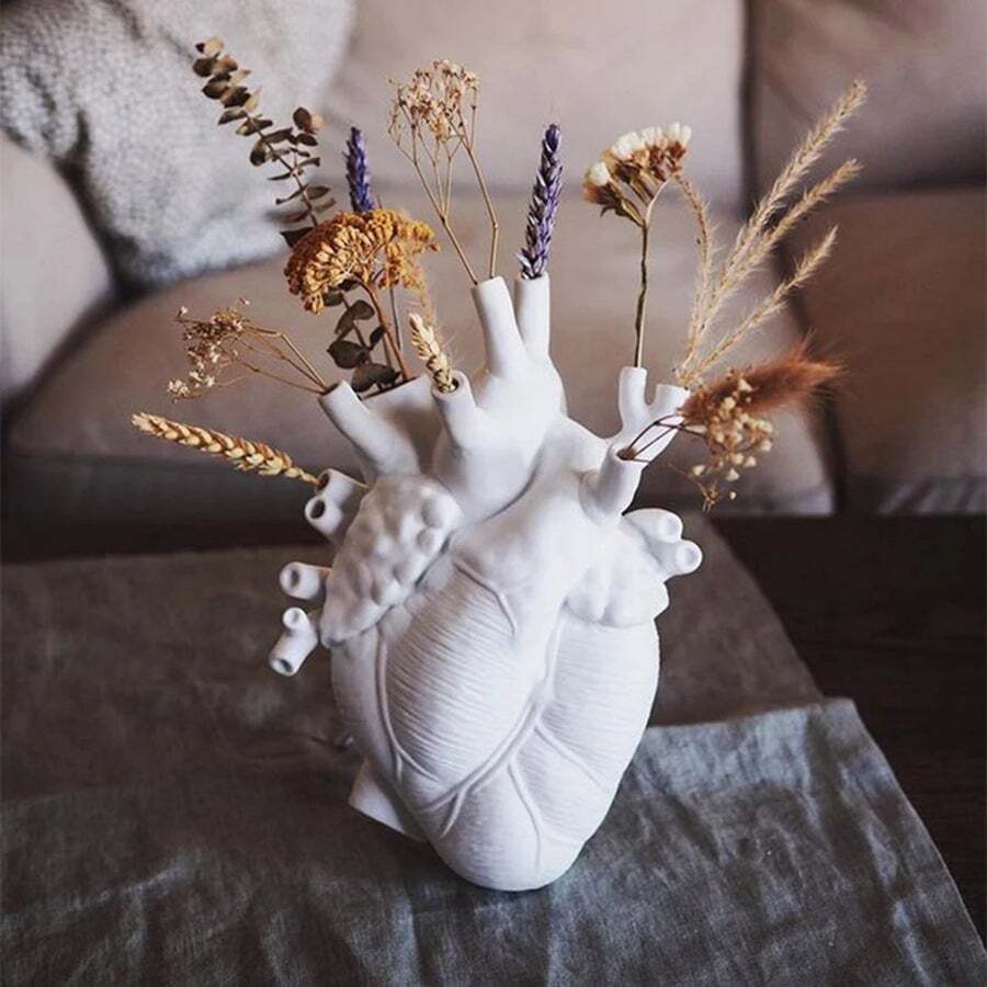 Buy Anatomical Heart Shaped Flower Vase Art Sculpture Desktop Home Decor  Nordic Style Resin Flower Vase Tabletop Decor Ornament Gift - MyDeal