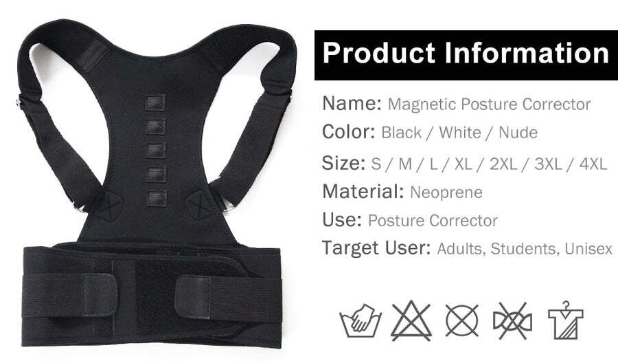 Buy Magnetic Therapy Posture Corrector Brace Shoulder Back Support Belt ...