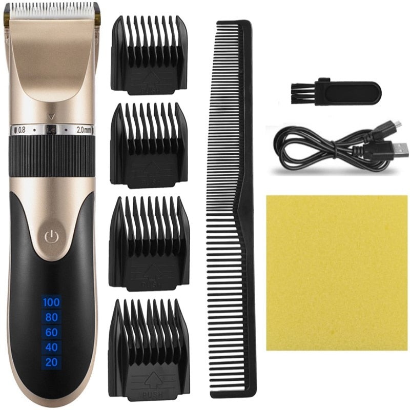 Buy Professional Hair Clipper Men Barber Rechargeable Beard Trimmer