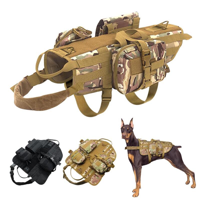 Tactical dog shop harness with pouches