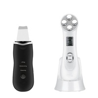 Ultrasonic Face Cleaning Machine Skin Scrubber Pore Cleaner + LED Photon Rejuvenation RF Beauty Device Whitening Firming Lifting