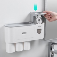 Wall-mounted Magnetic Toothbrush Holder Toothpaste Squeezer Automatic Dispenser Waterproof Storage Rack Bathroom Accessories