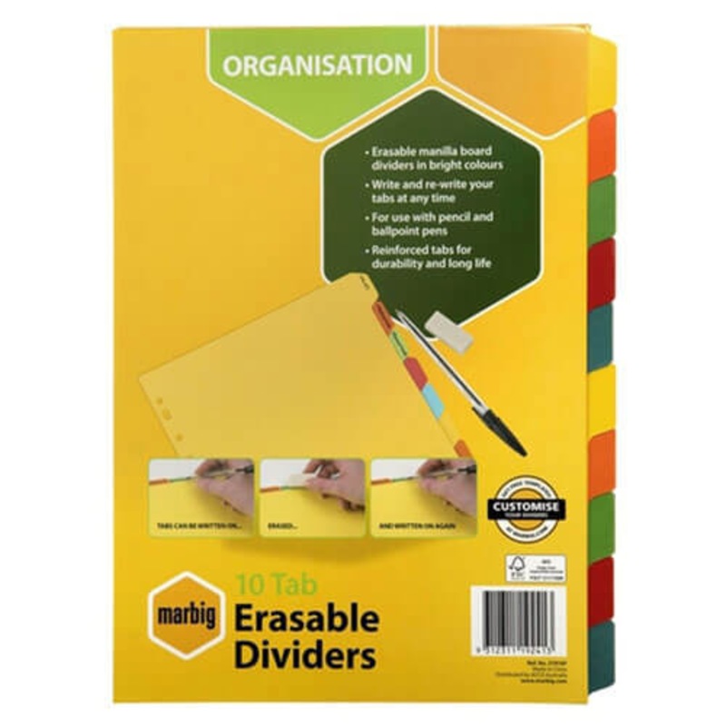 Buy 10 TAB Marbig Manilla Erasable Dividers (A4) MyDeal