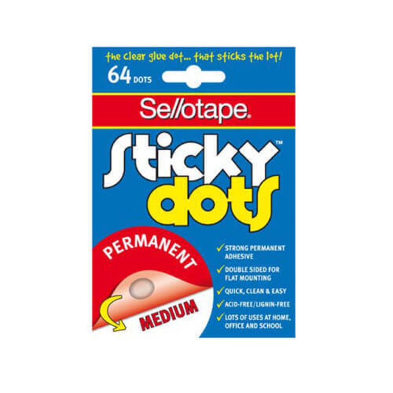Buy PERMANENT Sellotape Sticky Dots Medium (64 Dots) MyDeal