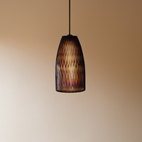 Amber Bamboo Cut Glass Hanging Pendant