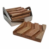 Ricardo Mango Wood Coasters w/ Metal Stand