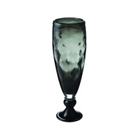 Rippled Charcoal Pedestal Glass Vase -Small