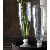 Rippled Pearl Pedestal Glass Vase -small