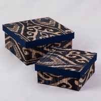 S/2 SQ Mini Ikat Boxes+Lid