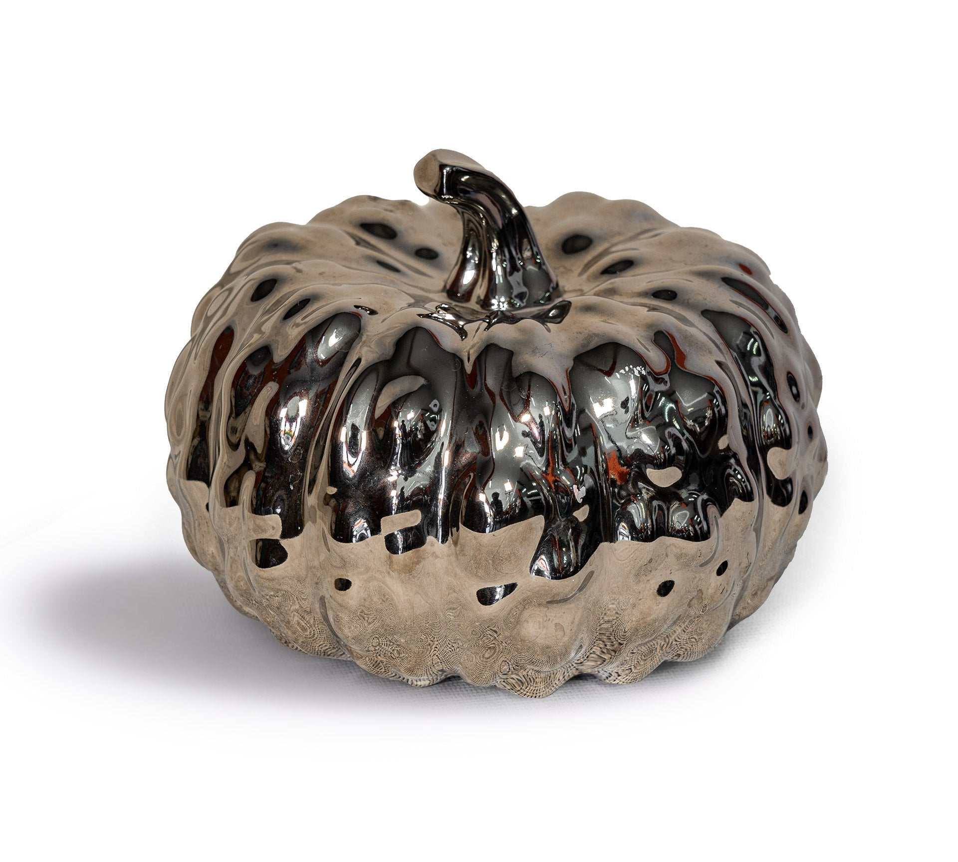 Silver Bumpy Pumpkin - Ceramic Set of 2