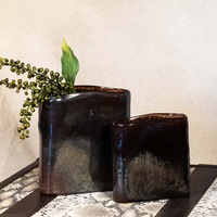 Tarnished Metallic Glass Vase - Large