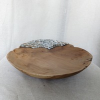 Teak bowl/ Plate with aluminium casting