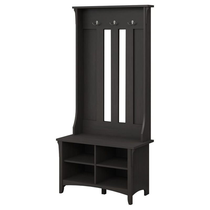 Salinas Shoe Bench With Hall Tree Vintage Black 3 Coat Hooks Entry Hallway Furniture 880924000000 Salinas Shoe Bench With Hall Tree, Espresso Entryway Mini Hall Tree With Mirror Coat Hooks And Storage Bench