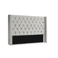 Bed Head Winged Headboard - Milano Royale Light Grey Fabric (Super King, King, Queen)